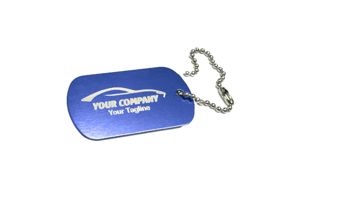 Metal dog tag keychain - Custom laser-engraved (100 pack) multiple colors available