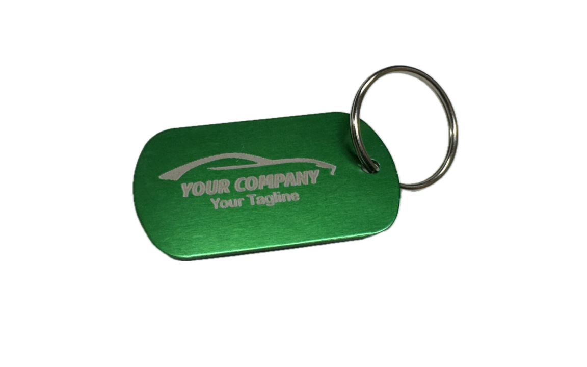 Metal dog tag keychain - Custom laser-engraved (100 pack) multiple colors available