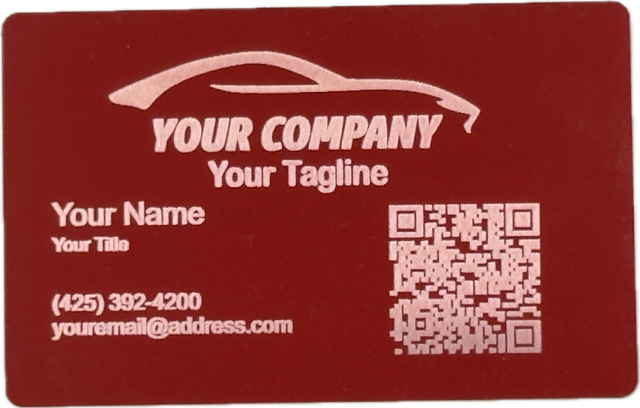 Metal Business card - Custom laser-engraved (50 pack) Multiple color options